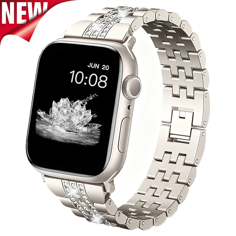 

Women Diamonds Metal Band for Apple Watch Ultra 3/2/1 49mm Series 11 10 46mm 42mm 45mm 44mm 41 40mm for Iwatch 9 8 7 6 5 4 Strap