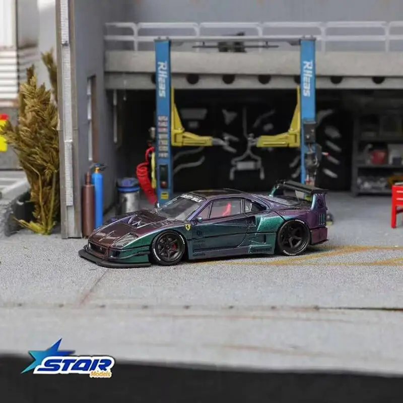 Pré-venda estrela 1:64 lbwk f40 gelo azul maggic roxo modelo de carro coletar brinquedos em miniatura capuz aberto diecast