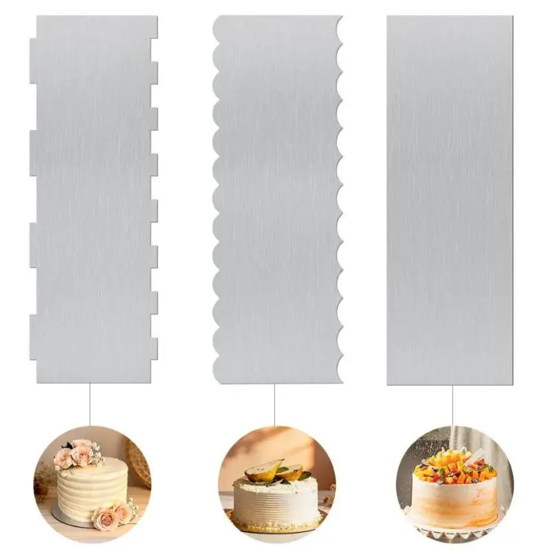 Stainless Steel Cake Smoother Scraper With Double Sawtooth Edge And Rust Resistant Surface Perfect For Home Baking Cake