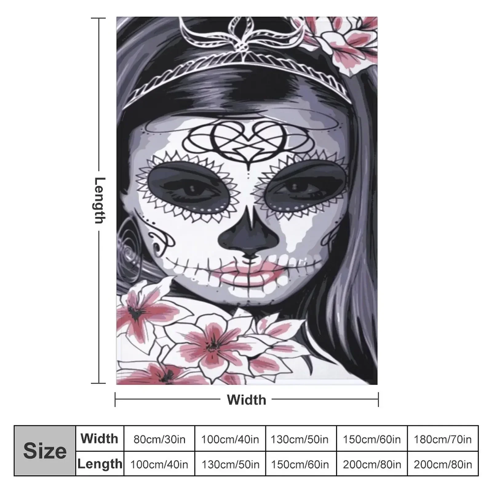 day of the dead Skull (dia de los muertos calavera) Throw Blanket Bed covers Heavy Quilt Blankets