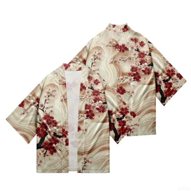 Japanese Streetwear Open Collar Women's Men's Harajuku Hiroshi Kimono Cosplay Top Kimono