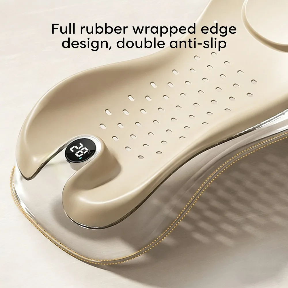 Baby Bath Rack with Temperature-Sensing Reclining Design Non-Slip Pad for Newborns 0-6m Universal Bathtub