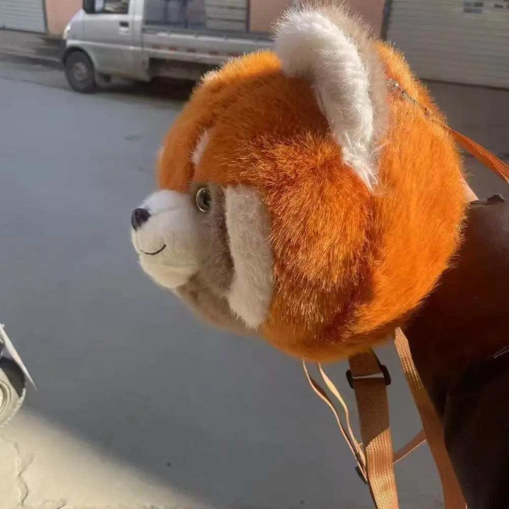 Plush Toy Red Panda Plush Bag Flower Adjustable Raccoon Backpacks Kawaii High-capacity Plush Doll Schoolbags Kindergarten