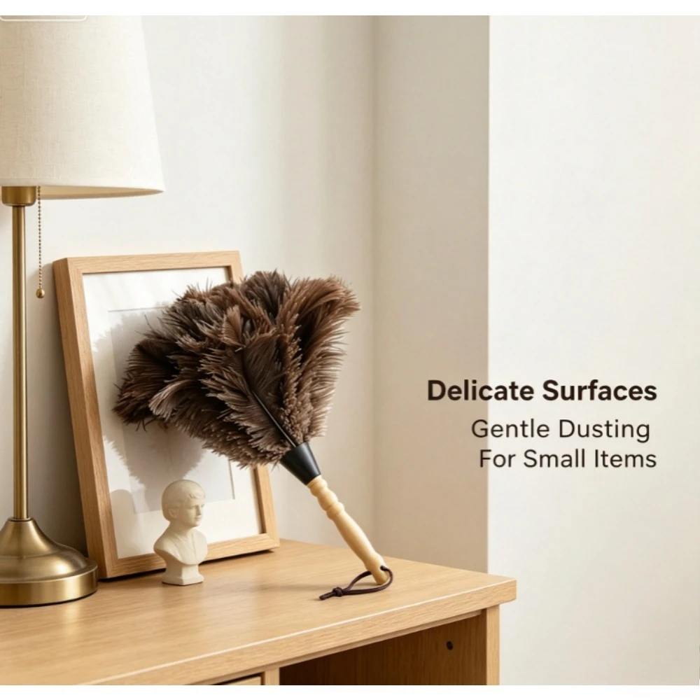 1pc Spot beech feather duster for home cleaning, feather duster for car dust removal