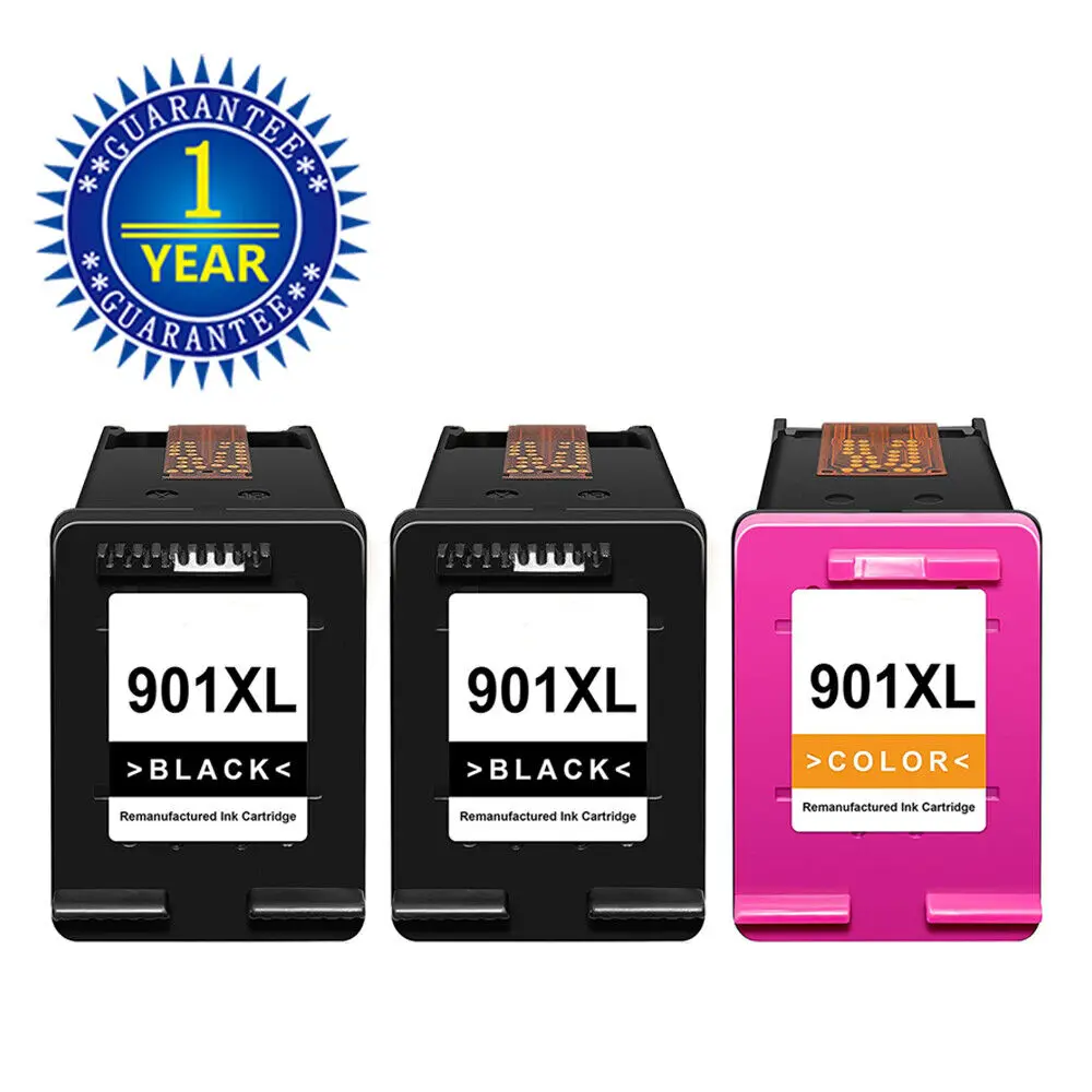 خرطوشة حبر ثلاثية الألوان باللون الأسود 3PK 901XL لـ HP Officejet J4580 J4624 J4660 J4680