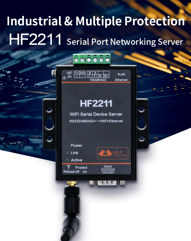 Server dispositivo seriale wi-fi RS232 RS422 convertitore WiFi da RS485 a Ethernet HF2211 supporto protocollo Modbus TCP