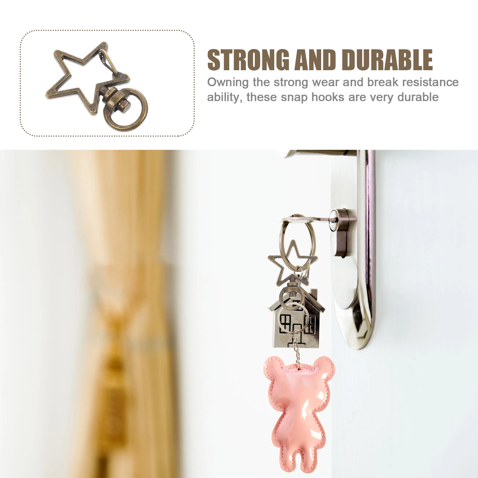 

10pcs Stars Keychain Zinc Alloy Lobster Snap Clip Rings Bulk Lanyards Claw Clasp Jewelry Making Clasps DIY Craft Projects