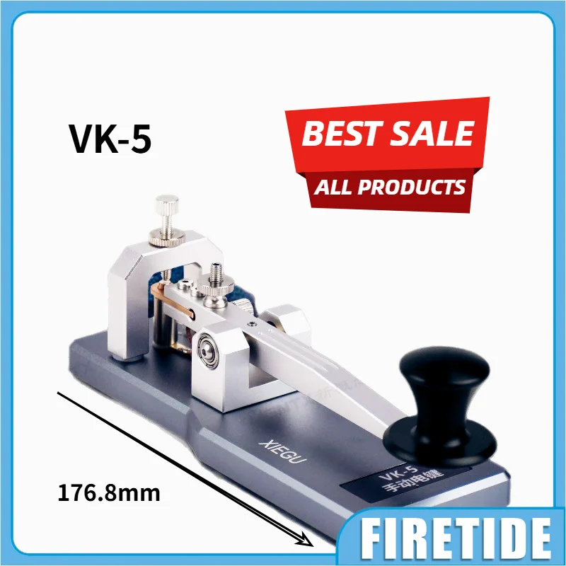 Adjustable CW Straight Telegraph Key VK-5, Aluminum Base 3.5mm Interface Morse Code Key for Shortwave Ham Radio Operators