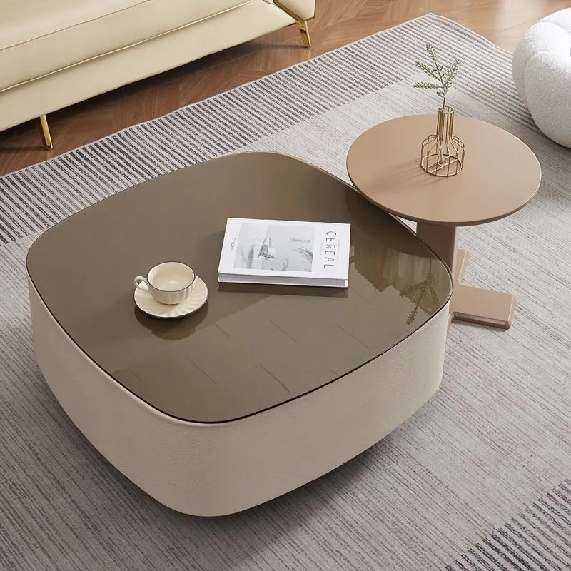 Coffee table, light luxury sintered stone cream, modern minimalist living room small apartment combo coffee table