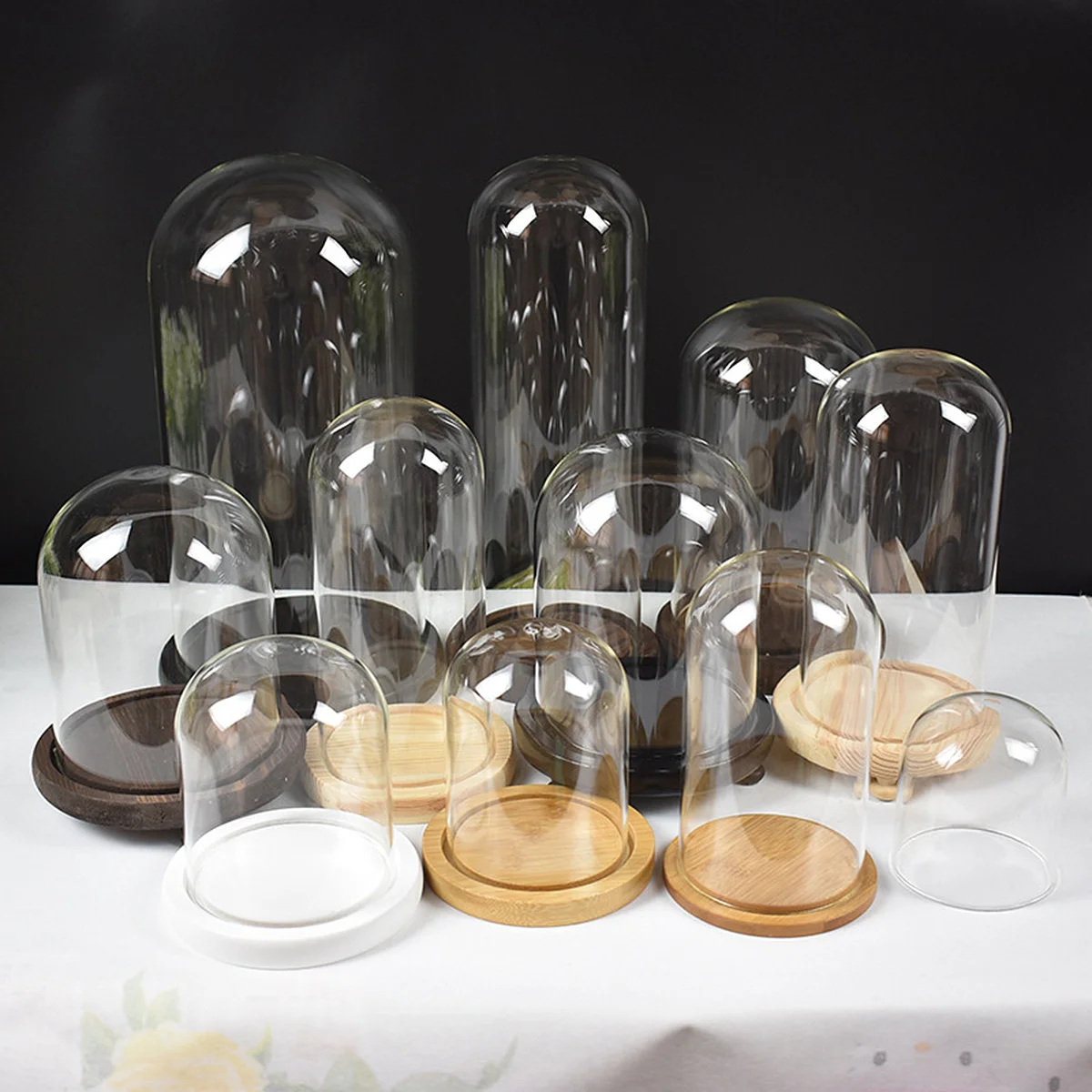 

Eternal Flower Glass Dome 10X14Cm Transparent Cover Diy Craft Wooden Base Antislip Bottom Storage Jar Gift For Valentine