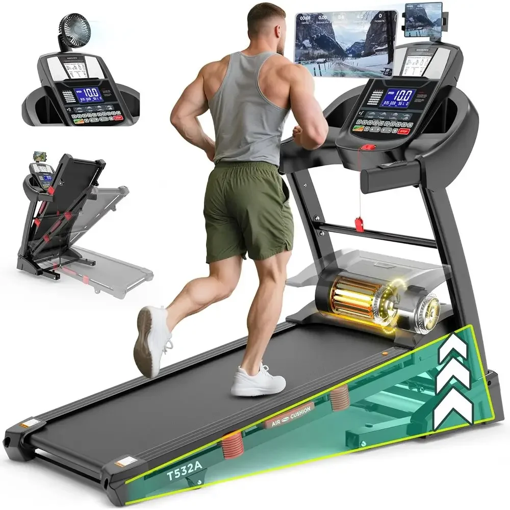 

15% Auto Incline Treadmill: 400 lbs Capacity, 5.1HP Motor, 0.6-10MPH Speeds, Safety Handle, App-Enabled, 18 Deck, Bonus Ankle &