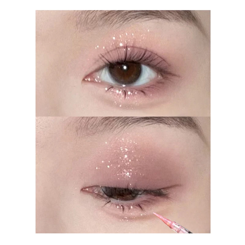 Sombra de ojos brillante nacarada impermeable, gusano de seda tumbado, brillo, diamante, sombra de ojos líquida, resaltador, maquillaje coreano, cosmético