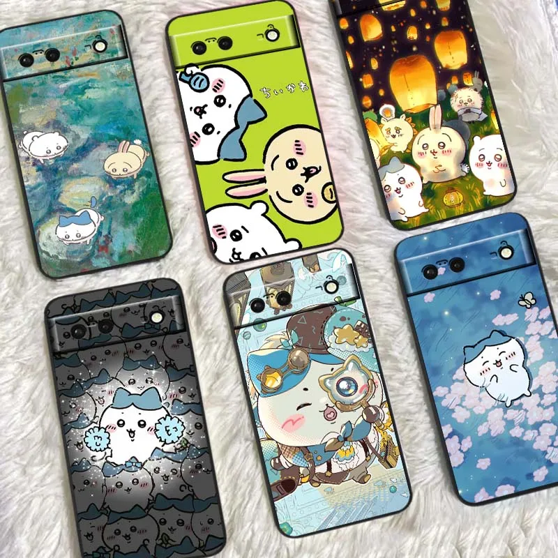 

Usagi Chiikawa Hachiware Phone Case For Google Pixel 9a 9 8A 8 7 7A 6 6A Pro XL 2024 5G Black Soft TPU Silicone Cover