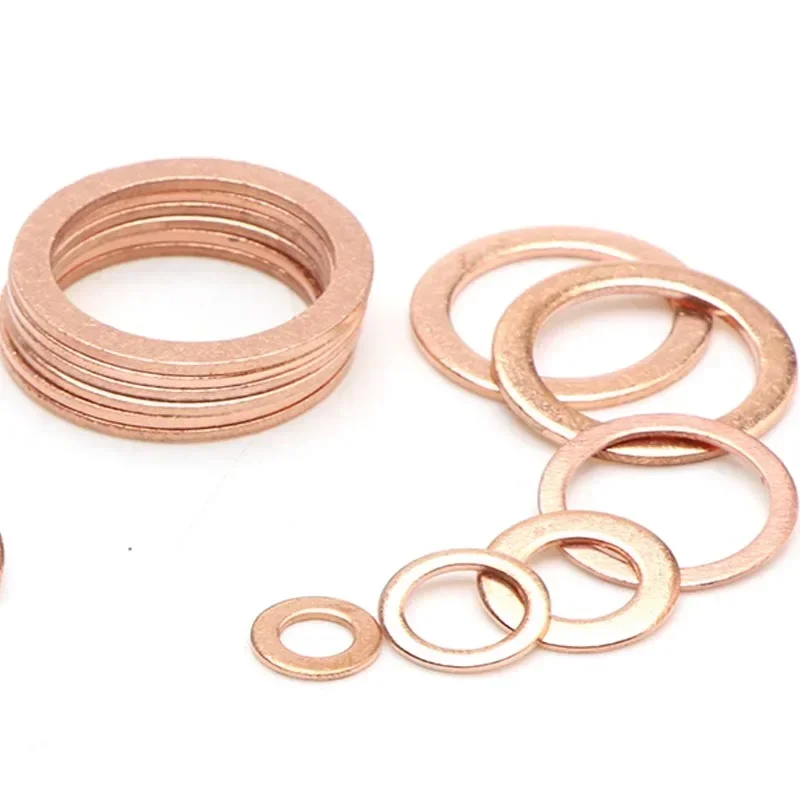 10/50PCS Solid Copper Washer Gasket Flat Ring Seal Sump Plug Oil Seal Fittings Washers Fastener Hardware Accessories