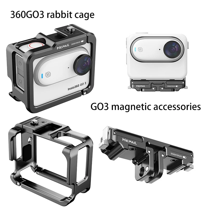 For Insta360GO3 Magnetic Quick Release Accessories Action Camera Mount Accessories 1/4 Screw Mouth Two-jaw Interface