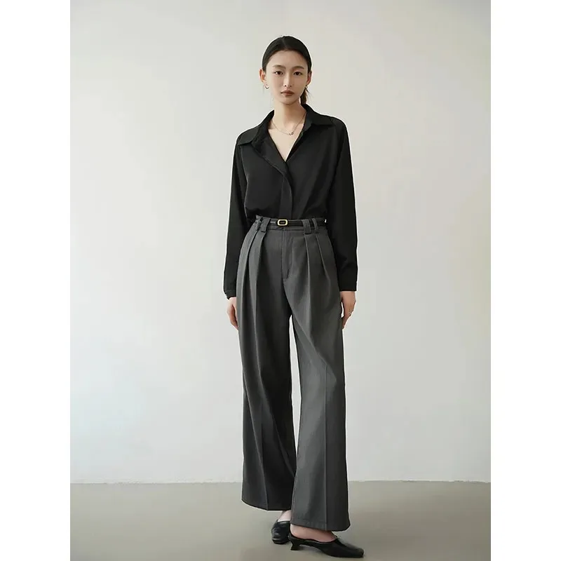 

Женская белая атласная блузка свободного кроя с длинным рукавом, повседневная офисная рубашка