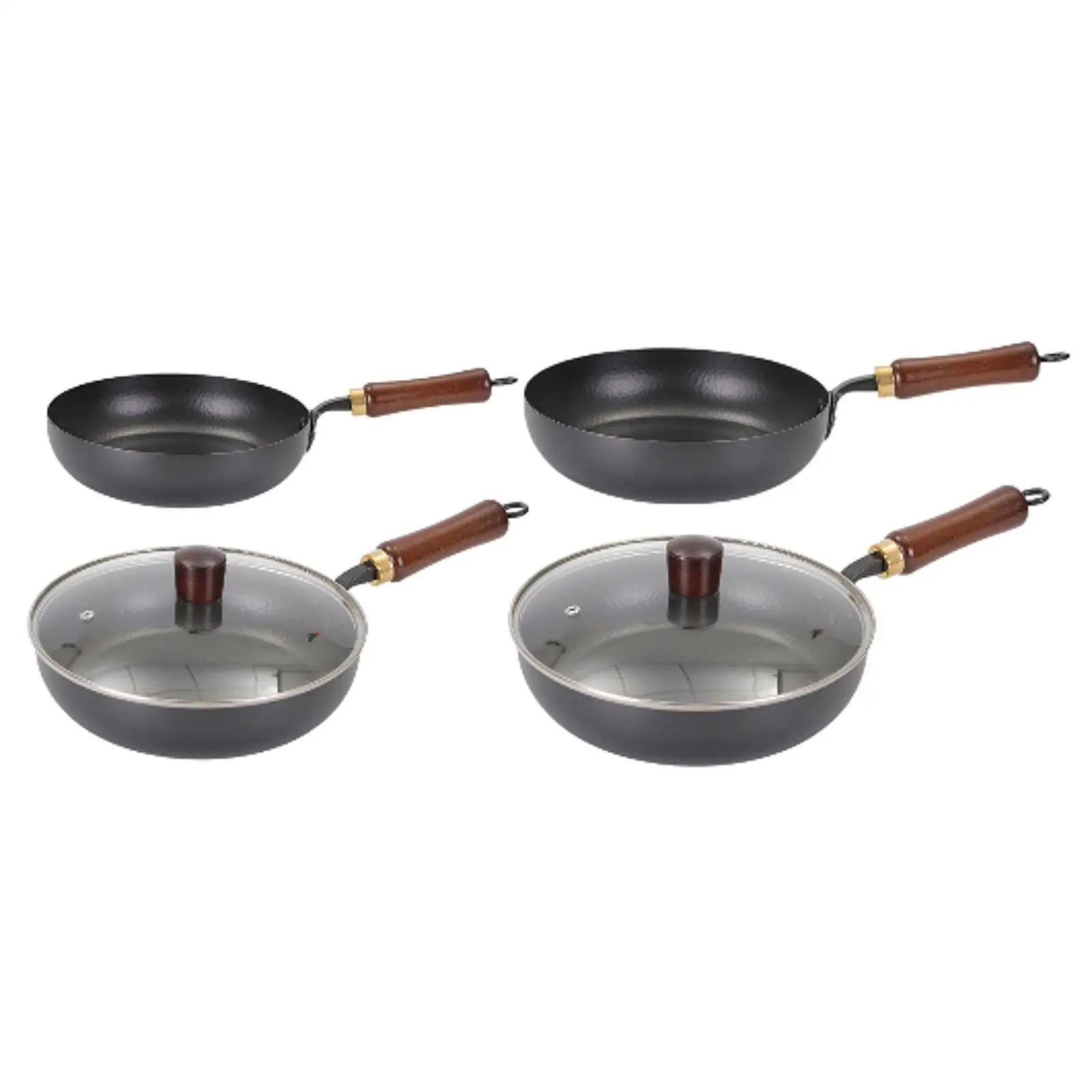 

Iron Wok Pan No Coating Easy to Clean Kitchen Supplies Suitable for All Stoves Rustproof Cooking Tool Nonstick Wooden Handle