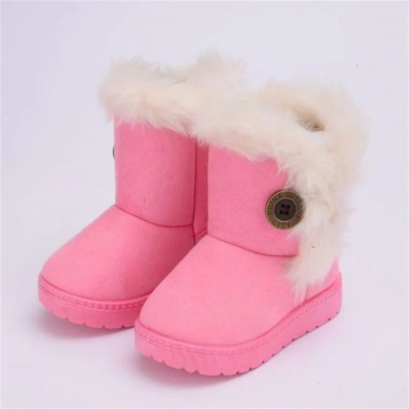 Botas de nieve cálidas para niños, zapatos de princesa para niños pequeños, antideslizantes, planas, con punta redonda, encantadoras, para bebés,