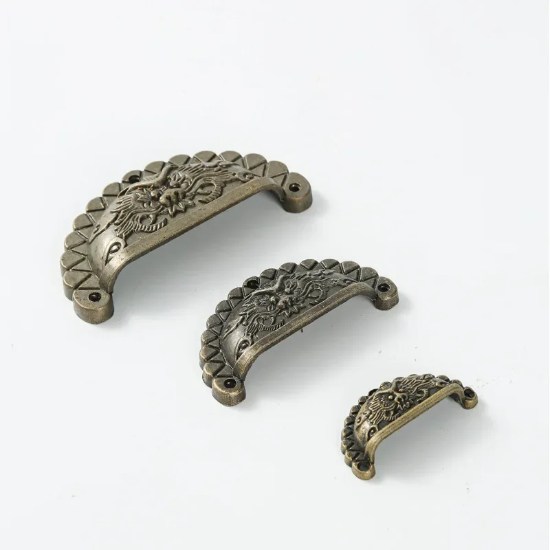 Bronze Half Round Ear Zinc Alloy Handle Old Chinese Medicine Cabinet Dragon Shell Vintage Hardware Cabinet Handle