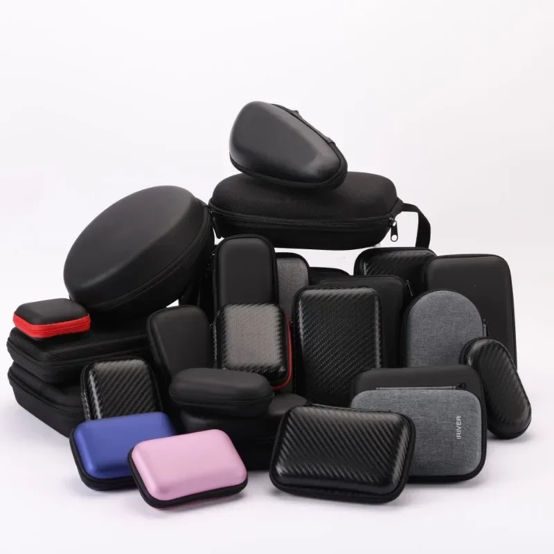 Mini Storage Bag EVA Waterproof Bluetooth Earphone Data Cable Travel Organizing Container Zipper Bags Fashion Black Storage Case