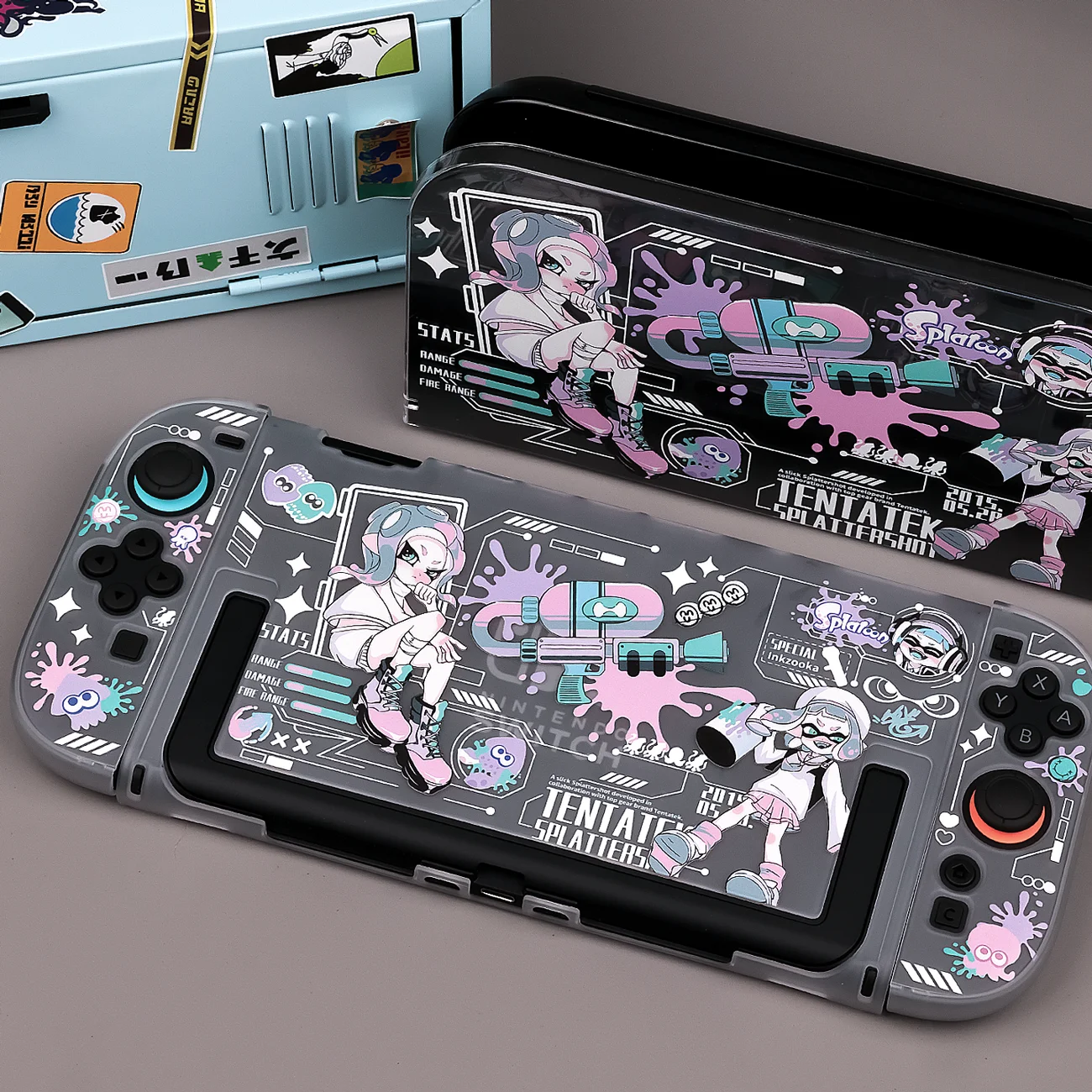 Colorful Ink-Themed  Frosted Case compatible with Switch 2 - NS2 (2025) Detachable Protective Shell with Artistic Patterns