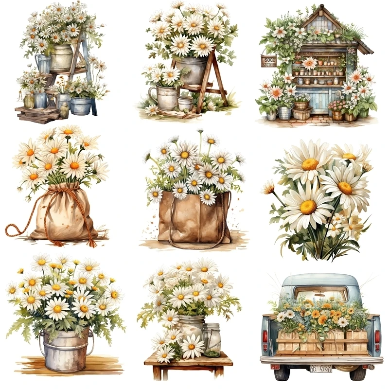 

15 см маленькие цветы ромашки железная нашивка на одежде моющиеся теплопередающие наклейки для джинсов одежда для домашних животных шапки