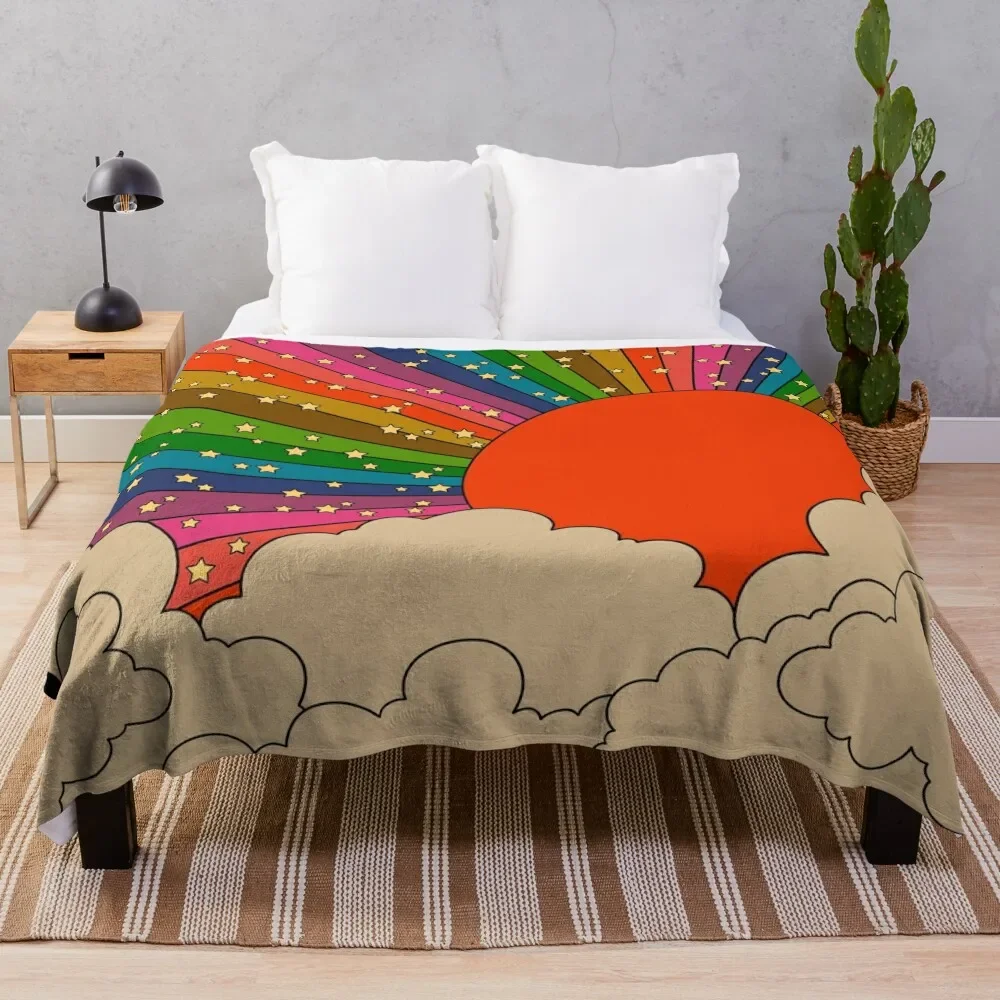 

Rainbow 70s sun Throw Blanket bed plaid Thin Luxury Blankets