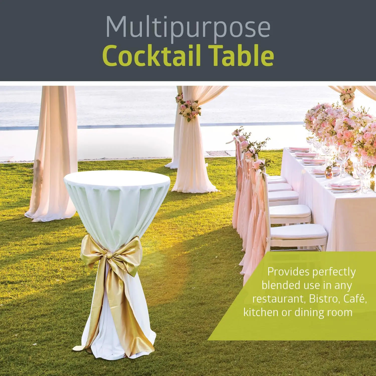 2 Pack Round Bar and Pub Table, Black