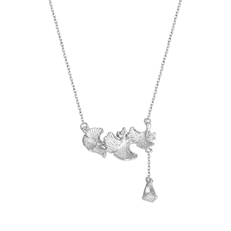 XIYANIKE الكورية الجنكة ليف قلادة القلائد للنساء سيدة حساسة موضة جديدة سلسلة الترقوة مجوهرات هدية حفلة يوميا #6