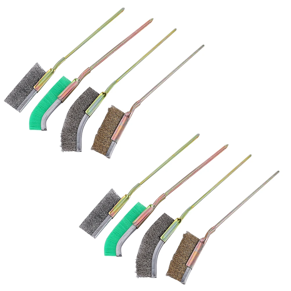 

8pcs Steel Brush Car Groove Brushes Set for Car Groove Window Blind Angle Cleaning Long Handle Engine Door Gaps Stainless
