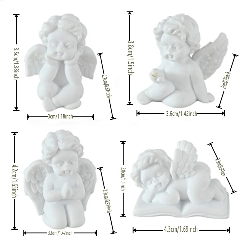 8PCS White Cherub Angel Figurines Set Resin Statue Cute Baby Angel Ornaments European Home Decor Shelf Table Decoration Gift view 5