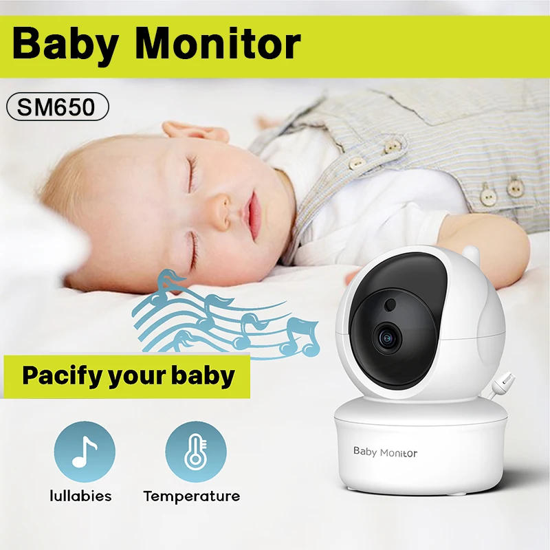 SM650 5 Inch Baby Monitor Wireless Video Baby Camera 355°PanTwo‑Way Talk VOX Night Vision Temperature Lullaby Feeding Timer 300M