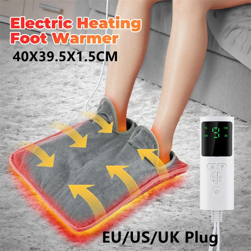 110-240V Electric Foot Heating Pad 9-Speed Temperature Adjustment 4-Speed Timer Plug-In Heating Foot Warmer Heating Pad