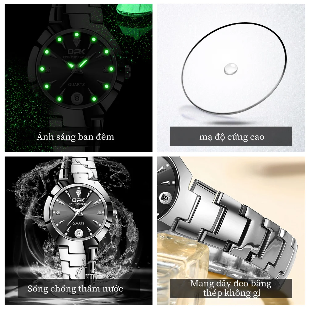 OPK 8105 Women Watches Elegant Luxury Original Quartz Wristwatch Waterproof Luminous Stainless Steel Date Watches For Women
