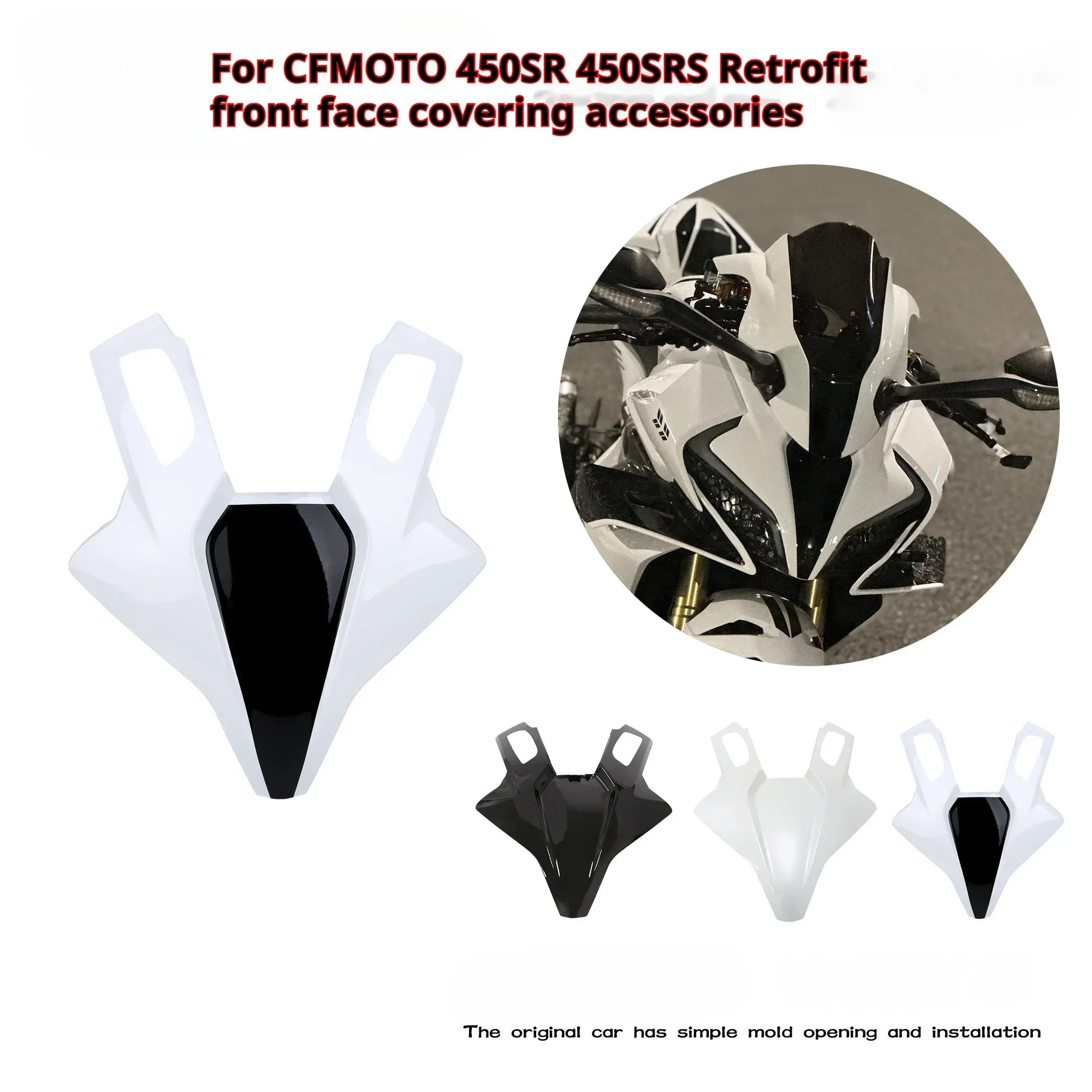 For CFMOTO 450SR 450SRS White Black Front Headlight Panel Front Cover Front Face Modification Accessories