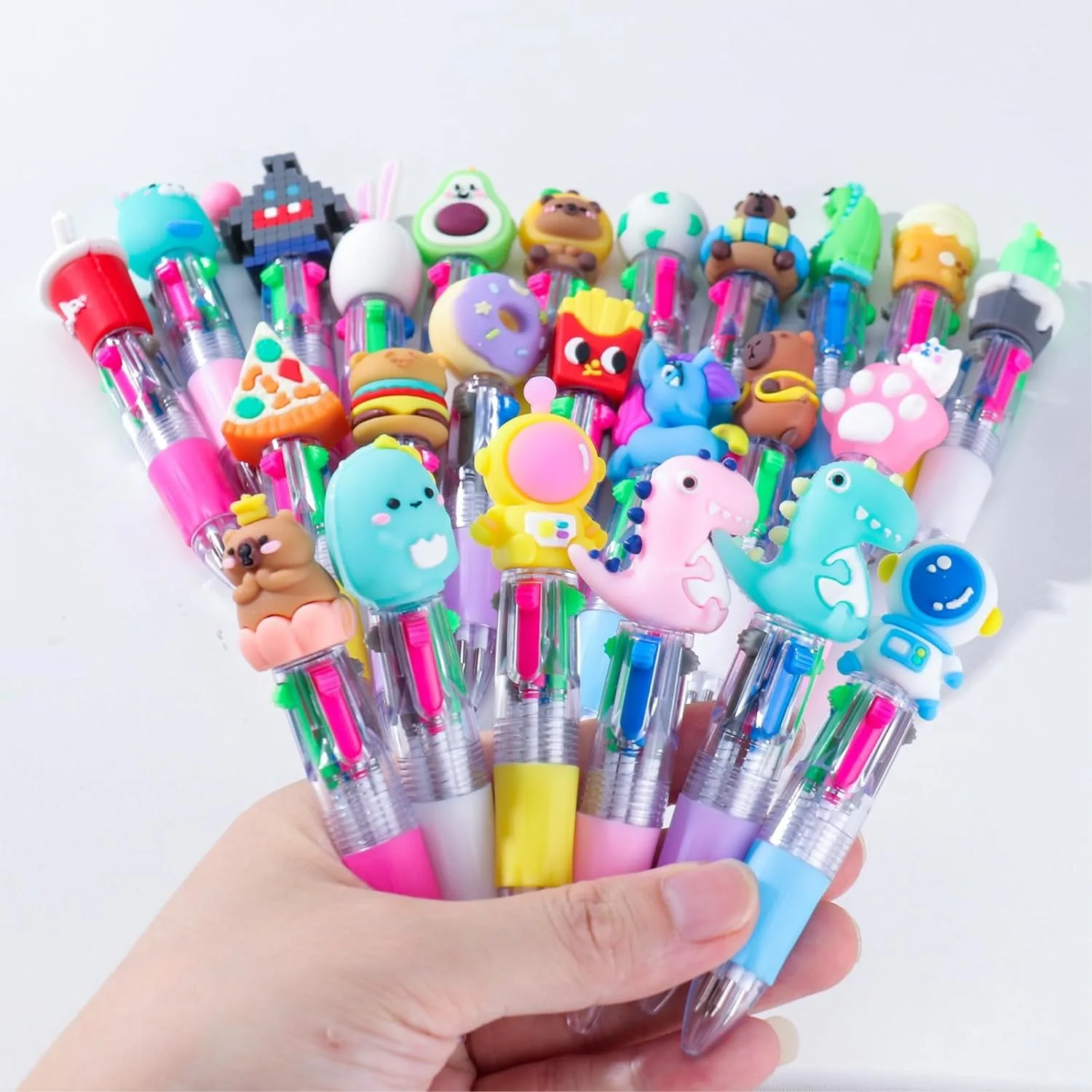 

24 Pack Mini 4-in-1 Retractable Ballpoint Pens with 4 Colors for School Office Supplies Students Kids Party Favors
