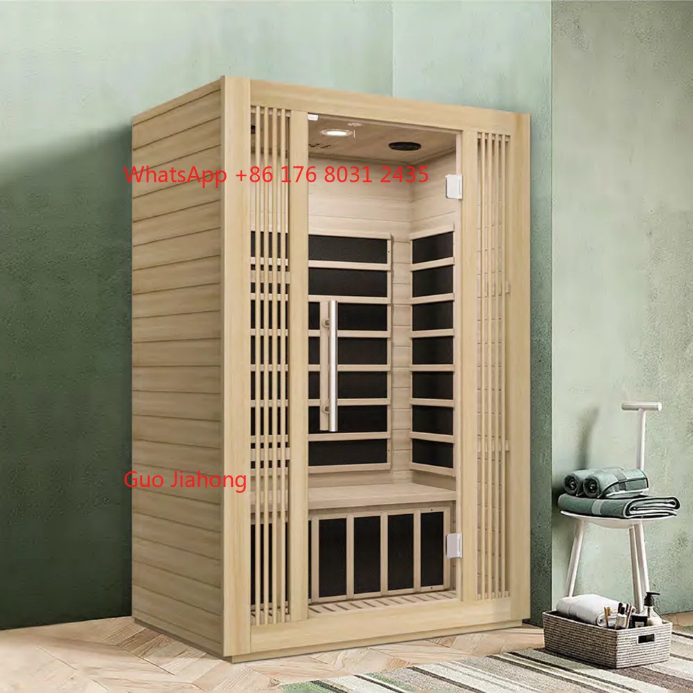 

SAUNAKING Solid Indoor Wooden Steam Sauna Room Size for 1-2 Person Pine Hemlock Sauna