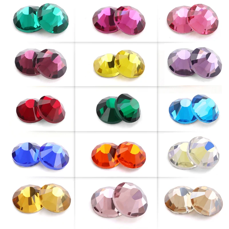 QIAO SS4-SS30 Colorful Rhinestones Flatback Non Hotfix Strass Glitter Crystal Rhinestones for Clothing Decor Nail Art Gem Crafts