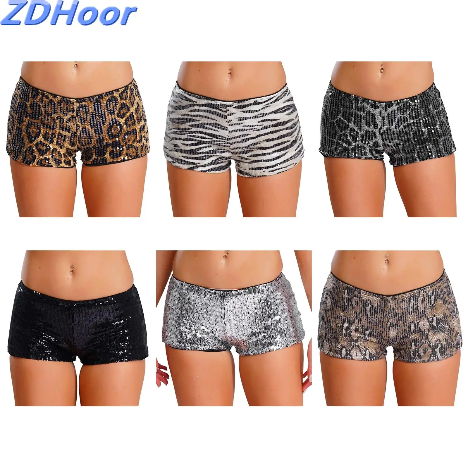 

Женские вечерние шорты с полной подкладкой и леопардовым принтом, блестящие шорты с блестками, клубная одежда для танцев на пилоне, рейвс