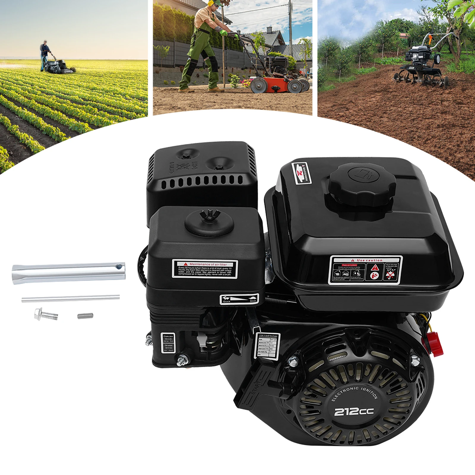 Motore a benzina OHV a 4 tempi da 7,5 HP 212 cc per uso pesante 3600 giri/min, serbatoio da 3,6 litri, 30,38 libbre