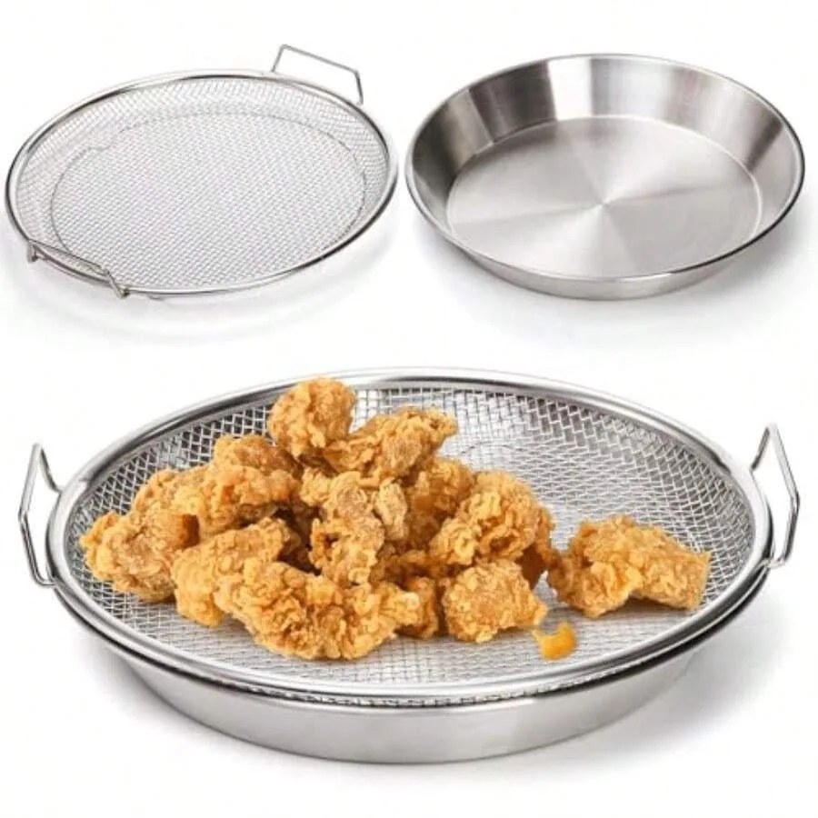 

【New style】10.3 Kitchen Oil Filter Tray Stainless Steel Air Fryer Mesh Pan Draining Basket For Fried Food Cooking Net Strainer
