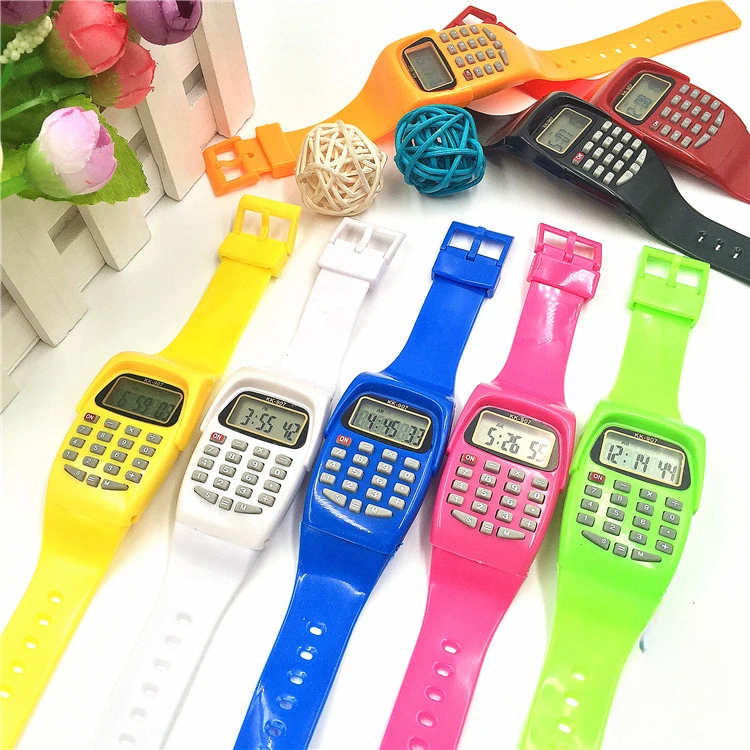 Children Electronic Calculator Silicone Date Multi-Purpose Keypad Wrist Watch Child 8-Digital Calculator for School Stationery