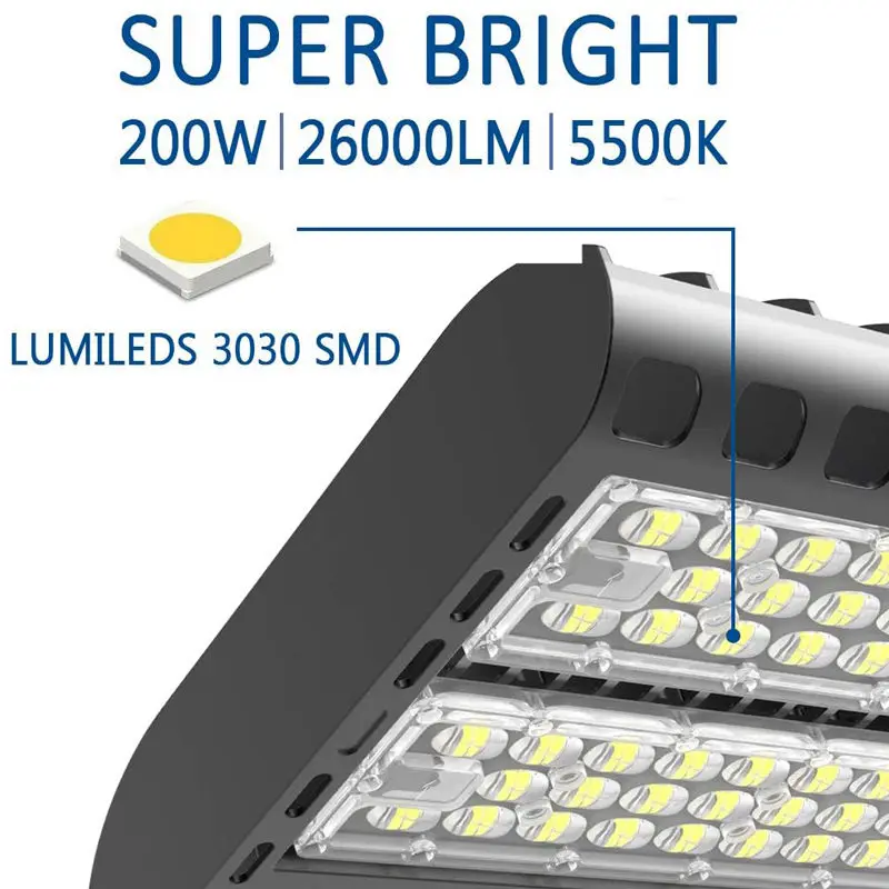 LED Parking Lot Light 200W - Waterproof IP65 LED Shoebox Area Light with Photocell - 5000K 600W Equivalent