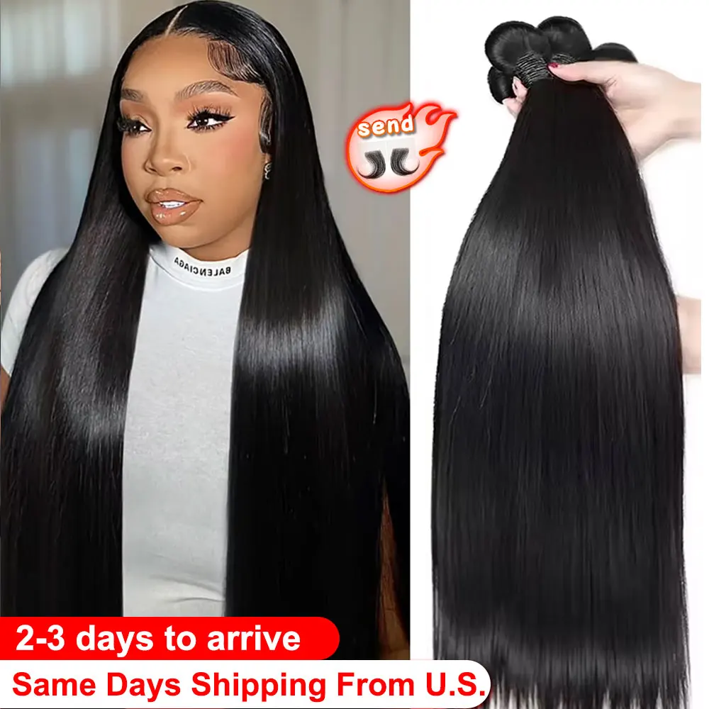 

30 40 Inch Straight Human Hair Bundles 12A 100% Human Hair Extensions Natural Black Brazilian Hair Weave Bundles 1/3/4/5 Bundles