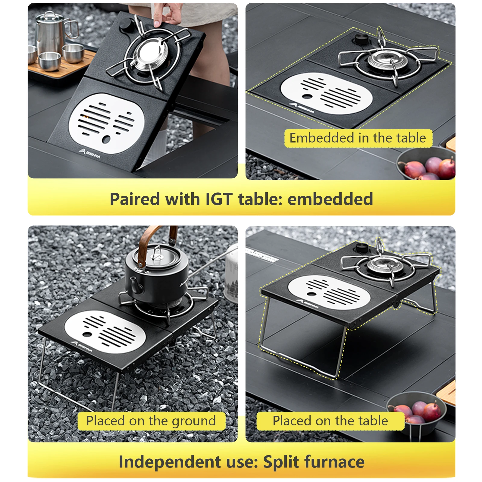 Built-in/Desktop Dual-use Camping Gear Outdoor Burner For Hiking Cooking Tea Brewing Use ，4200W Portable IGT Gas Stove