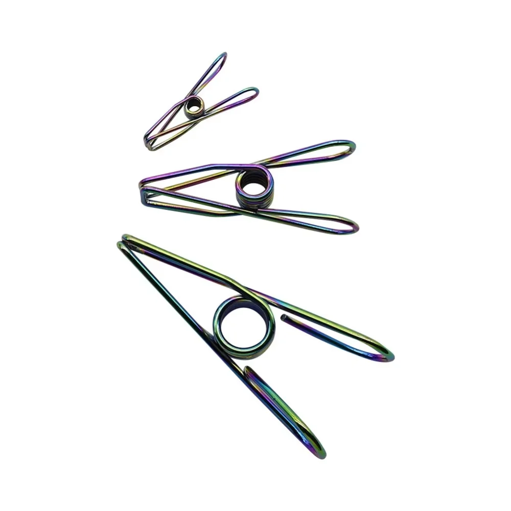 5Pcs Hollow Binder Clips Plating Rainbow Color File Document Test Papers Photo Organizing Dovetail Clip long Tails Clamp Clasps