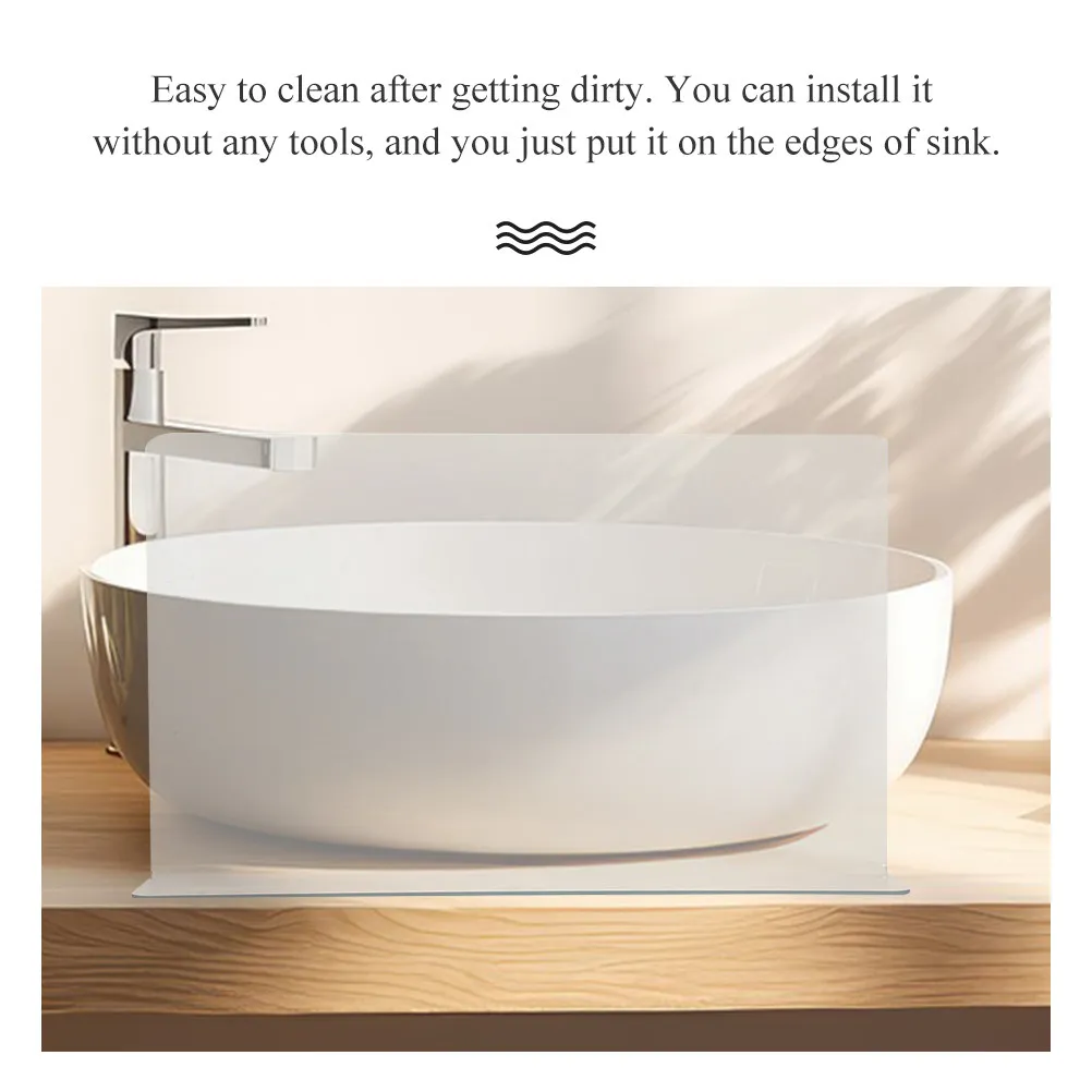 2Pcs Clear Bathtub Splash Guard Easy Install No Tools Required Waterproof Oil Resistant Bathroom Sink Shower Spatter Preventer