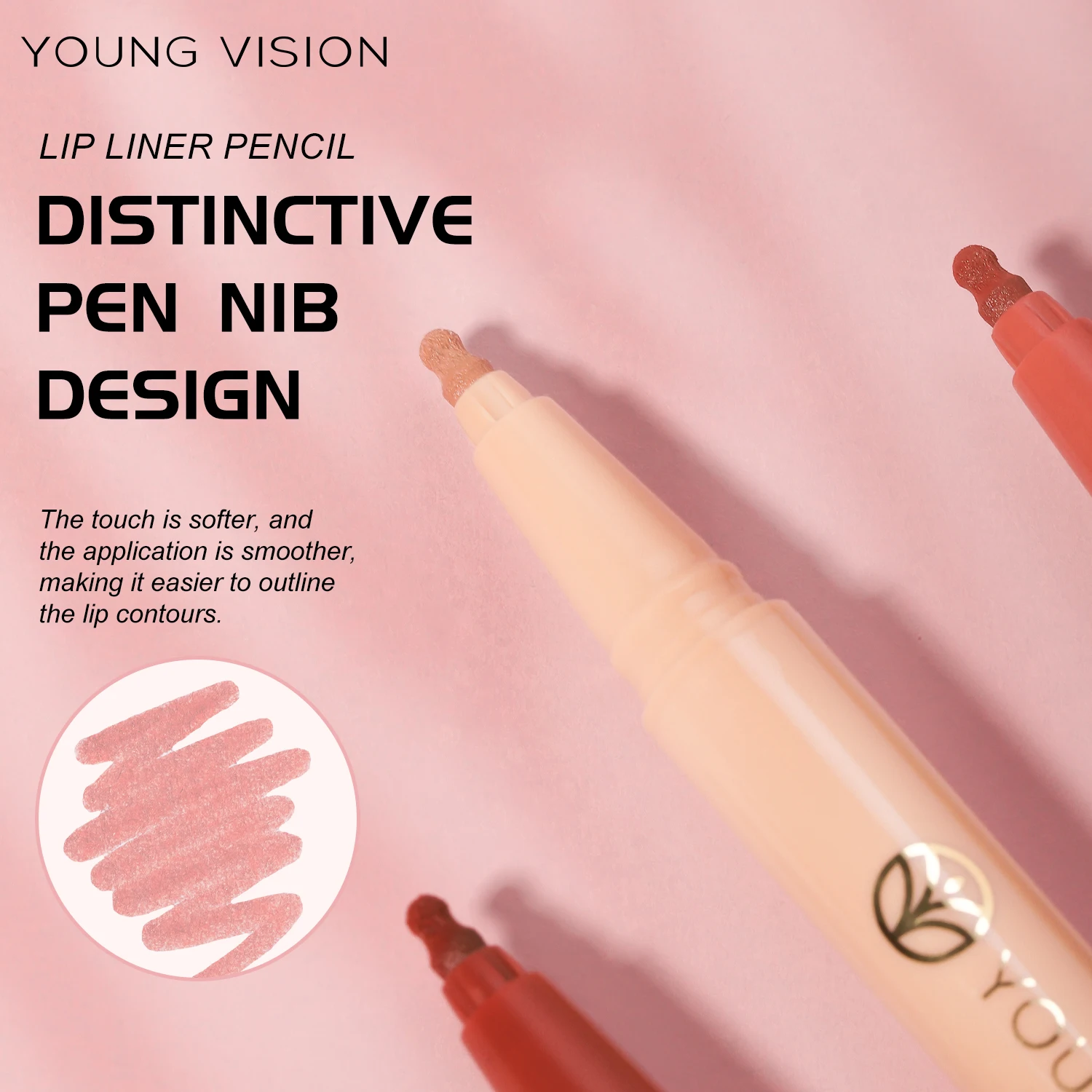 防水リキッドリップライナー、正確な輪郭を描くためのひょうたん型スポンジアプリケーター - マットで長持ちするリップコンターペン、リップティント