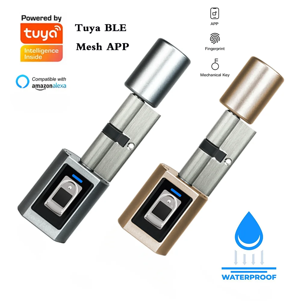 

Tuya BLE Smart Electronic Door Lock Bluetooth Remote Control Waterproof Smart Cylinder Fingerprint APP Keys Unlock for Home