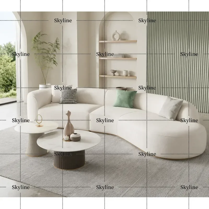 Italian Minimalist Curved Fabric Sofa for Living Room Nordic Modern High End Home Furniture Designer Style Couch
